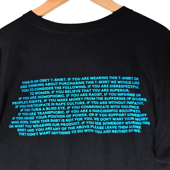 Obey Propaganda Tee Respect Humanity T-shirt Black Blue Crewneck Large Unisex - Picture 7 of 8